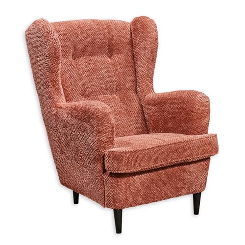 Stella Trading Oskar Ohrensessel mit geknöpfter Polsterung, Coral - Vintage Wohnzimmer Sessel mit Massivholz Füßen - 78 x 102 x 98 cm (B/H/T) Stella Trading Oskar Ohrensessel mit geknöpfter Polsterung, Coral - Vintage Wohnzimmer Sessel mit Massivholz Füßen - 78 x 102 x 98 cm (B/H/T) von Stella Trading