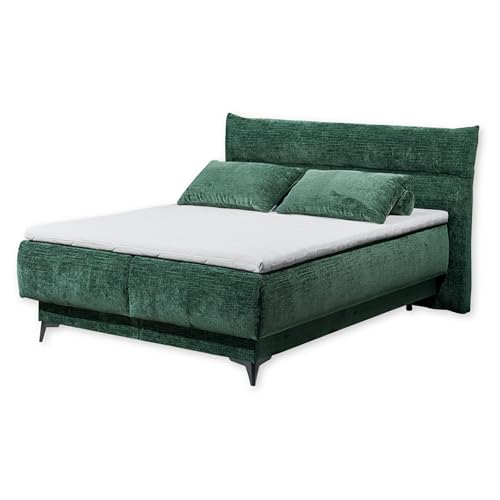 Stella Trading SOMOTO 6 Boxbett 180x200, Jungle Green-Modernes Doppelbett in Cord-Optik mit Bettkasten & Kaltschaum Topper, Holzwerkstoff, 180 x 200 cm von Stella Trading