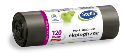 Stella 004171 Müllbeutel Eko 120 L | 10 Stück | Müllsack Mülltüte Abfallsäcke für Den Hausmüll Büro aus dicker LDPE-Regranulatfolie Farbe: Schwarz von Stella pack