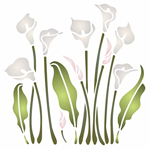 Calla Field Schablone, 35,56 x 35,56 cm (L) - Arum Blumen Bordüre Schablonen zum Malen Vorlage von Stencil Company