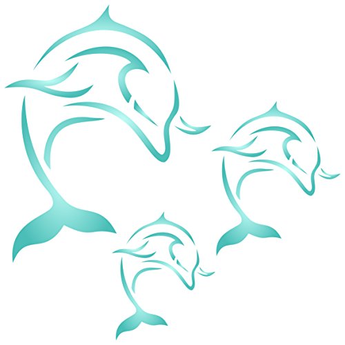 Delfin-Schablone – 16,5 x 16,5 cm (S) – Wiederverwendbare große Fische, Wassersäugetier-Wand-Schablone von Stencil Company