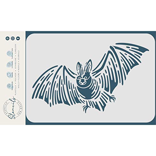 Fliegende Fledermaus-Schablone, 26,5 x 16,5 cm (L) - Gruselige Halloween Vampir Fledermaus Schablonen zum Malen Vorlage von Stencil Company
