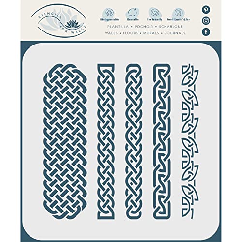 Keltischer Knoten Schablone, 11,4 x 11,4 cm (S) – irische Kelten Wikinger Knoten Bordüre gewebt ethnisch geflochten Schutz Knoten Schablonen zum Malen Vorlage von Stencil Company