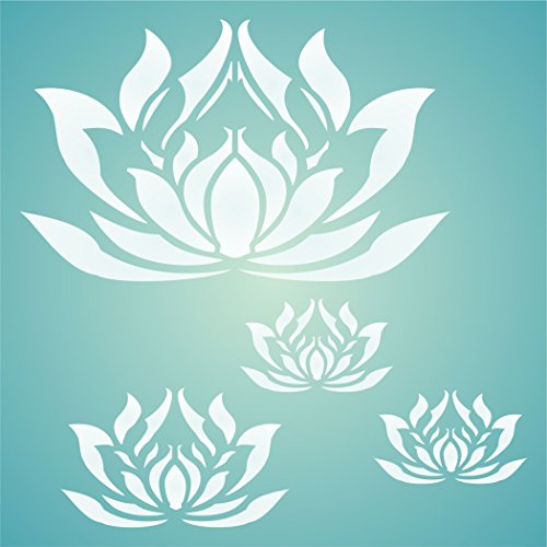 Lotus Blumen Schablone - 18 x 18cm - S von Stencil Company