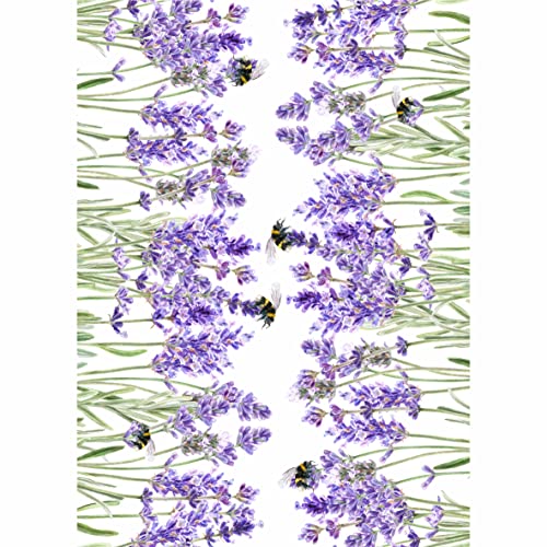 Reispapier, Lavendel-Bordüre, 29,21 x 40,64 cm, 3 Blatt bedrucktes Maulbeerpapier, 36 g/m², sichtbare Fasern für Decoupage, Möbel, Renovierung, Handwerk von Stencil Company