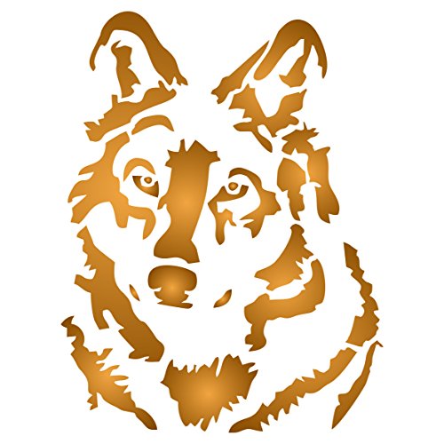 Wolf Schablone – 35,5 x 46 cm (L) – Wiederverwendbare Wandschablone mit Hund und Wildtier Wolfskopf von Stencil Company