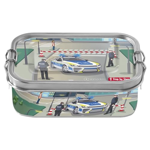 Step by Step Edelstahllunchbox "Police Car Cody", blau-grau, mit Trennwand und Klickverschluss, für Schule und Kindergarten, 0,8L Step by Step Edelstahllunchbox "Police Car Cody", blau-grau, mit Trennwand und Klickverschluss, für Schule und Kindergarten, 0,8L von Step by Step