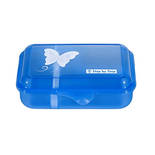 Step by Step Lunchbox „Butterfly Maja“, mit Trennwand und Klickverschluss, spülmaschinenfest, BPA-frei, für Schule und Kindergarten, 0,9L, blau von Step by Step