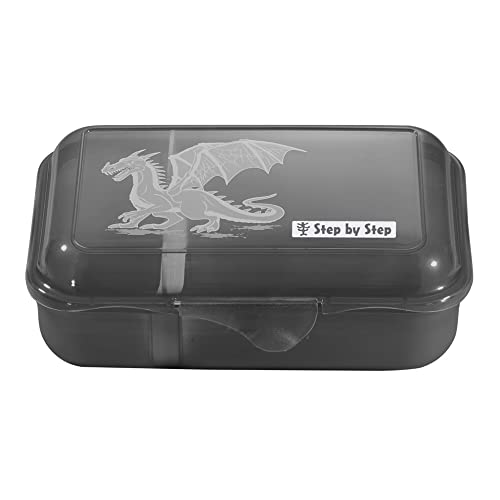 Step by Step Lunchbox Dragon Drako, schwarz, mit Trennwand und Klickverschluss, spülmaschinenfest, BPA-frei, für Schule und Kindergarten, 0,9L von Step by Step