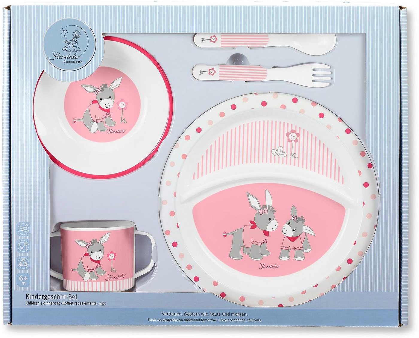 Sterntaler® Kindergeschirr-Set Emmi Girl (5-tlg), 1 Personen, Polypropylen, mit Löffel und Gabel von Sterntaler®