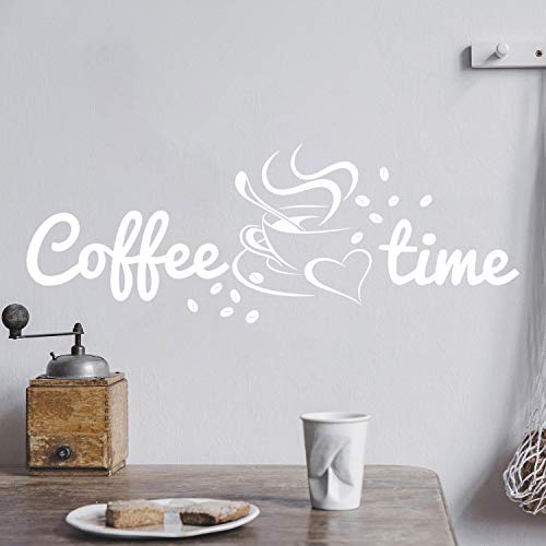 Coffee TIME Wandtattoo Sticker Aufkleber Kaffeezeit Kaffee Zeit (100cm (B) x 36cm (H), Weiss) von Sticker Genie