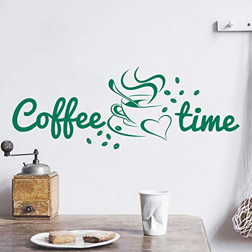 Coffee TIME Wandtattoo Sticker Aufkleber Kaffeezeit Kaffee Zeit (30cm (B) x 11cm (H), Grün) von Sticker Genie