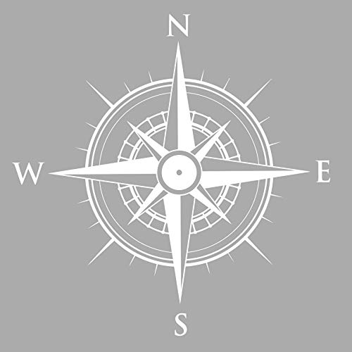 KOMPASS Windrose Aufkleber Wandtattoo Wandaufkleber Sticker (40 (B) x 40 (H) cm, Weiss) von Sticker Genie