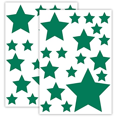 Sternen Set Kinderzimmer 36 Stück Sterne Aufkleber Sternenhimmel zum Kleben Stern Wandtattoo Wandaufkleber Sticker Wanddeko (Grün) von Sticker Genie