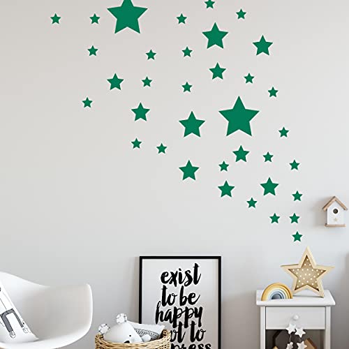 Sternen Set X Kinderzimmer Wandsticker 36 Stück Sterne Sternenhimmel zum Kleben Wandtattoo Wandaufkleber Sticker Wanddeko (Grün) von Sticker Genie