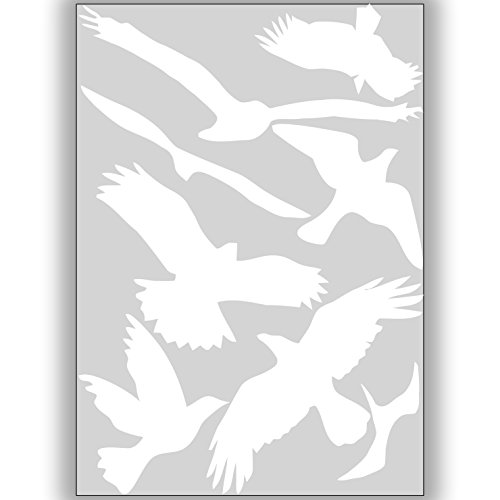 Vogelschutz und Fensterschutz - 8 Aufkleber - Schutz vor Vogelschlag - Sticker Vögel (Weiss) von Sticker Genie