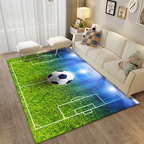 3D Sport Fußball Teppich Wohnkultur Flanell Flamme Fußball Großer Carpet Wohnzimmer Küche Schlafzimmer Fußmatten Teenager Jungen Männer Geschenke Kinderspiele Rutschfeste Rug (Farbe 1,120x160 cm) von Sticker Superb.