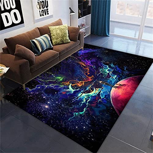 Galaxy Starry Wohnzimmer Teppich Großer Planet Kinderzimmerteppich Earth Star Area Teppich Kinderzimmer Teppich Gaming Zone rutschfeste Bodenmatte Korridor Küche Fußmatte (100 x 120 cm, Farbe 1) von Sticker Superb.