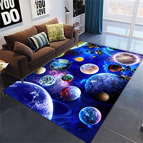 Galaxy Starry Wohnzimmer Teppich Großer Planet Kinderzimmerteppich Earth Star Area Teppich Kinderzimmer Teppich Gaming Zone rutschfeste Bodenmatte Korridor Küche Fußmatte (100 x 120 cm, Farbe 4) von Sticker Superb.