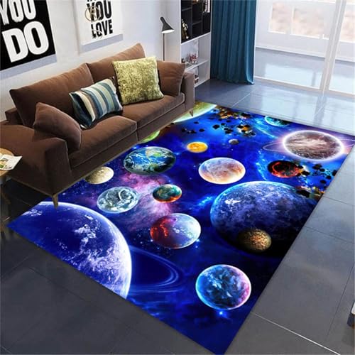 Galaxy Starry Wohnzimmer Teppich Großer Planet Kinderzimmerteppich Earth Star Area Teppich Kinderzimmer Teppich Gaming Zone rutschfeste Bodenmatte Korridor Küche Fußmatte (80 x 120 cm, Farbe 4) von Sticker Superb.