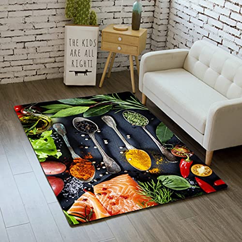 Sticker Superb. Kochen Kräuter Gewürze Teppich für Schlafzimmer Wohnzimmer Küchen Rugs Mat Bodenmatten rutschfeste Fußmatte Läufer Carpet Kinder Spielmatte Innen Außen Dekoration (Multi 5,100x150 cm) von Sticker Superb.