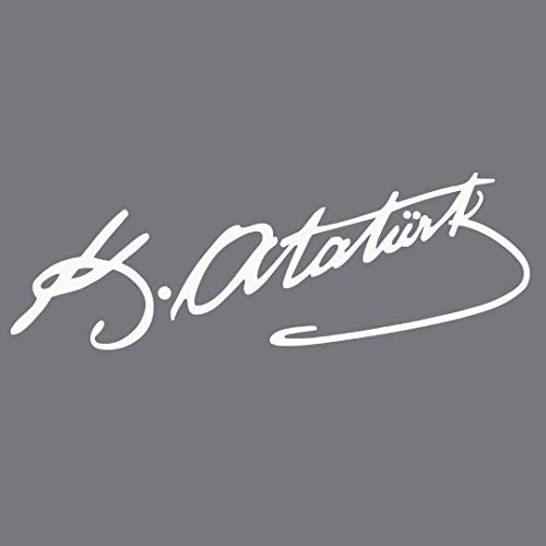 ATATÜRK IMZA Autoaufkleber Sticker Wandtattoo Wandaufkleber Mustafa Kemal Unterschrift Signatur (Weiss, XS 4cmx15cm) von StickerMarket