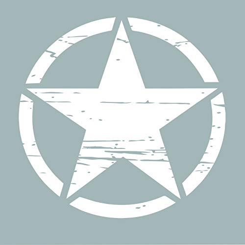 Auto Aufkleber ARMY Militär Stern Sticker Wandtattoo Wandaufkleber USA Star Armee Amerika (S 20cm x 20cm, Weiß) von StickerMarket