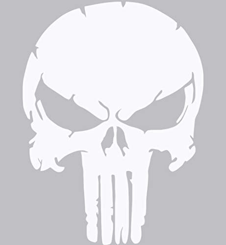 Punisher Wandtattoo Wandaufkleber Schädel Totenkopf Wandsticker Skull (M 28cm(H) x 20cm(B), Weiss) von StickerMarket