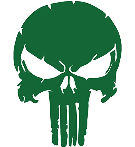 Punisher Wandtattoo Wandaufkleber Schädel Totenkopf Wandsticker Skull (XS 10cm(H) x 7,5cm(B), Grün) von StickerMarket
