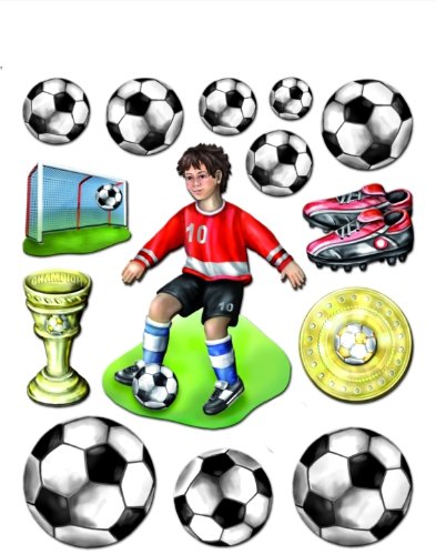 Stickerkoenig Wandtattoo 3D Sticker Wandsticker Kinderzimmer - Fußball Set mit Fußballer, Fussbälle, Pokal - Deko auch für Fenster, Schränke, Türen etc auf Bogen von Stickerkoenig Kinderzimmer