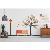 Herbst Baum Wandtatto Bunte Blätter Aufkleber Schlafzimmer Des Lebens Wurzeln Bank Dekor 3152Er von StickersanddecalsArt