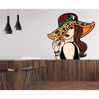 Pizza Liebhaber Schönes Mädchen Wandtattoa Geschenke Vinyl Wand Kunst Aufkleber Zitate Wandsticker Zimmer Home Decor 3864Er von StickersanddecalsArt