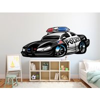 Polizei Auto Wandtatto Monster Dekor Kinderzimmer Personalisiert Name Fahrzeug Vinyl Wandsticker Jungenzimmer 3261Er von StickersanddecalsArt