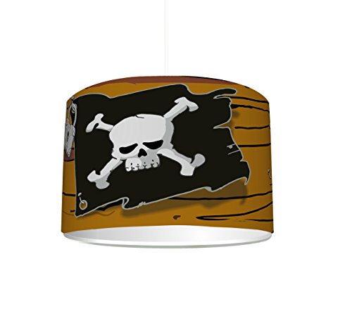 Kinderzimmer Lampenschirm "Piraten Flagge" KL29 | kinderleicht eine Piraten-Lampe erstellen | als Steh- oder Hängeleuchte/Deckenlampe | perfekt für Piraten-begeisterte Mädchen und Jungen | STIKKIPIX von Stikkipix
