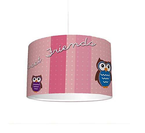 Kinderzimmer Lampenschirm "Sweet Friends" KL09 | kinderleicht eine Eulen-Lampe erstellen | als Steh- oder Hängeleuchte/Deckenlampe | perfekt für Eulen-begeisterte Mädchen & Jungen | STIKKIPIX von Stikkipix