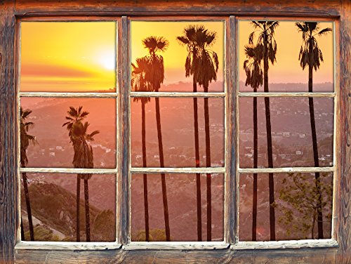 Stil.Zeit Möbel Hollywood Hills, Fenster 3D-Wandsticker Format: 92x62cm Wanddekoration 3D-Wandaufkleber Wandtattoo von Stil.Zeit