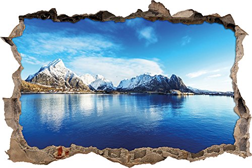 Lofoten in Norwegen Wanddurchbruch im 3D-Look, Wand- oder Türaufkleber Format: 92x62cm, Wandsticker, Wandtattoo, Wanddekoration von Stil.Zeit