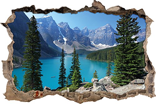 Moraine Lake kanadische Berge Wanddurchbruch im 3D-Look, Wand- oder Türaufkleber Format: 92x62cm, Wandsticker, Wandtattoo, Wanddekoration von Stil.Zeit