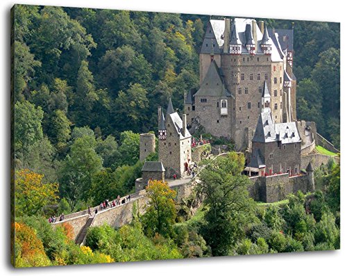 Schloss im Wald Format:60x40 cm Bild auf Leinwand bespannt, riesige XXL Bilder komplett und fertig gerahmt mit Keilrahmen, Kunstdruck auf Wand Bild mit Rahmen, günstiger als Gemälde oder Bild, kein Poster oder Plakat von Stil.Zeit