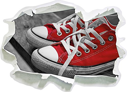 Stil.Zeit Coole rote Chucks Schuhe schwarz/weiß, Papier 3D-Wandsticker Format: 62x45 cm Wanddekoration 3D-Wandaufkleber Wandtattoo von Stil.Zeit