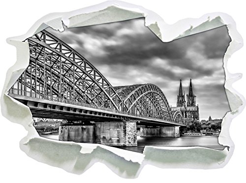 Stil.Zeit Monocrome, Prächtige Hohenzollernbrücke in Köln Papier im 3D-Look, Wand- oder Türaufkleber Format: 92x62cm, Wandsticker, Wandtattoo, Wanddekoration von Stil.Zeit