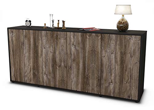 Stil.Zeit Sideboard Elana, Korpus anthrazit matt, Front Holz-Design Treibholz (180x79x35cm) Push-to-Open Technik von Stil.Zeit