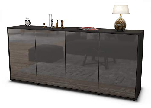 Stil.Zeit Sideboard Elana, Korpus anthrazit matt, Front Hochglanz Graphit (180x79x35cm) Push-to-Open Technik von Stil.Zeit