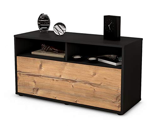 Stil.Zeit TV Schrank Lowboard Agostina, Korpus anthrazit matt, Front Holz Design Pinie (92x49x35cm), Push to Open Technik von Stil.Zeit