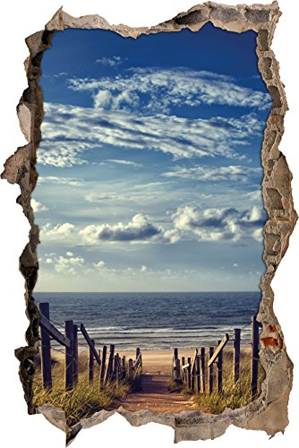 Weg zum Strand am Meer Wanddurchbruch im 3D-Look, Wand- oder Türaufkleber Format: 62x42cm, Wandsticker, Wandtattoo, Wanddekoration von Stil.Zeit