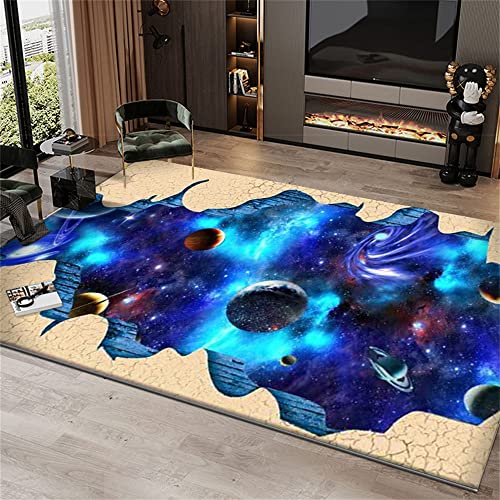 3D-Bereich Teppichmatte Fledermaus Spinne Delfin Vulkan Sternenhimmel Tier Wildtier Boden Teppich Wohnzimmer Büro Kinderzimmer Schlafzimmer Dekor rutschfest Waschbar (Galaxis,100x150 cm) von Stillshine.