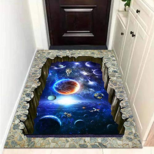 3D Delfin Garten Kopfsteinpflaster Blume Galaxis Planet Muster Antirutsch Teppich Für Schlafzimmer Kinderzimmer Wohnzimmer Freien Balkon Küche Krabbelmatte Kinderteppiche (E,80 x120 cm) von Stillshine.