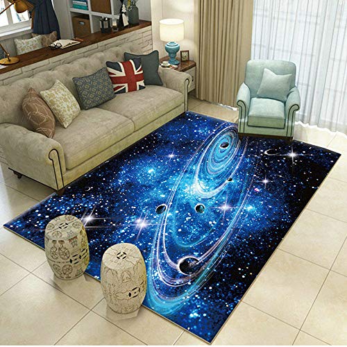 3D Universum Earth Planet Star Galaxis Mond Teppich Für Schlafzimmer Kinderzimmer Wohnzimmer im Freien Balkon Terrasse, Matten für Küche Krabbelmatte Modern Dünne Kinderteppiche (B,100 x160 cm) von Stillshine.