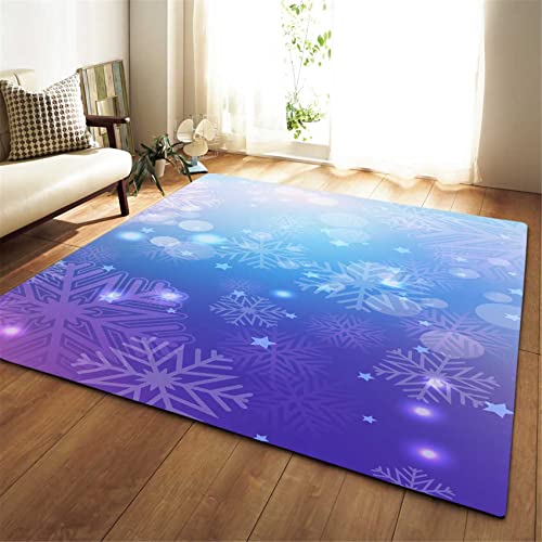 Teppich 3D Schneeflocke Sternenklarer Himmel Drucken Blau Lila Schwarz Grau Bereich TeppichRutschfest Flanell Wohnzimmer Schlafzimmer Laufteppich Fußabtreter Küche Gang (Farbe 2,100×150 cm) von Stillshine.