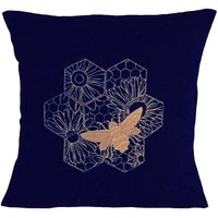 Gold, Biene, Gestickt, Kissenbezug, 30 cm, 14 16 45 Navy, Letzte Zwei Geschenkidee von StitchnInk